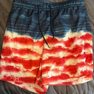 Men's Red and Blue Swim Shorts